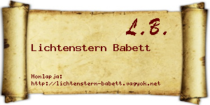 Lichtenstern Babett névjegykártya